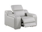 41" Light Gray Italian Leather Wall Hugger Recliner With USB  Warm Home View