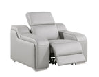 Italian Leather Wall Hugger Recliner, Light Gray, 1 Piece  Warm Home View
