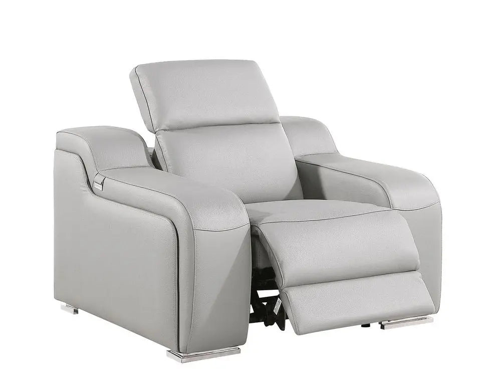 Italian Leather Wall Hugger Recliner, Light Gray, 1 Piece  Warm Home View