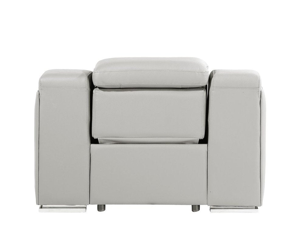 41" Light Gray Italian Leather Wall Hugger Recliner With USB  Warm Home View
