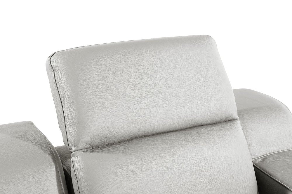 41" Light Gray Italian Leather Wall Hugger Recliner With USB  Warm Home View