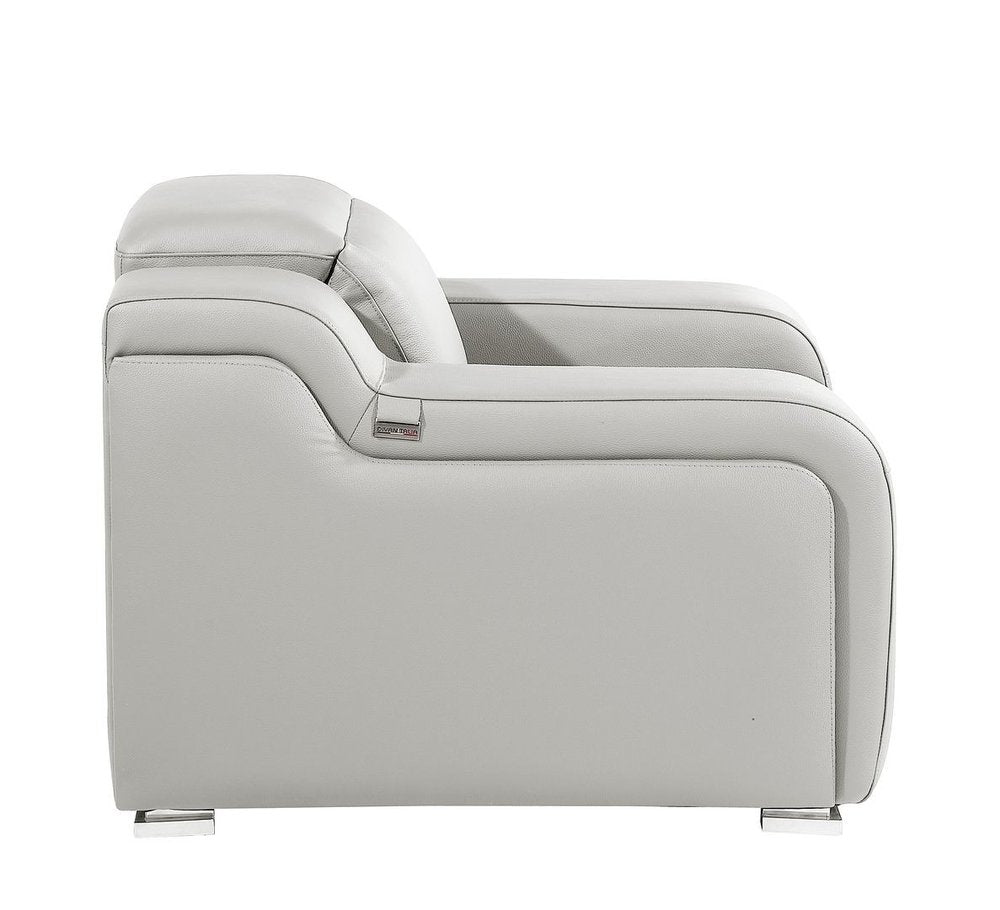 41" Light Gray Italian Leather Wall Hugger Recliner With USB  Warm Home View