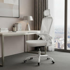 White and Black Adjustable Height Swivel Rolling Office Chair  Warm Home View
