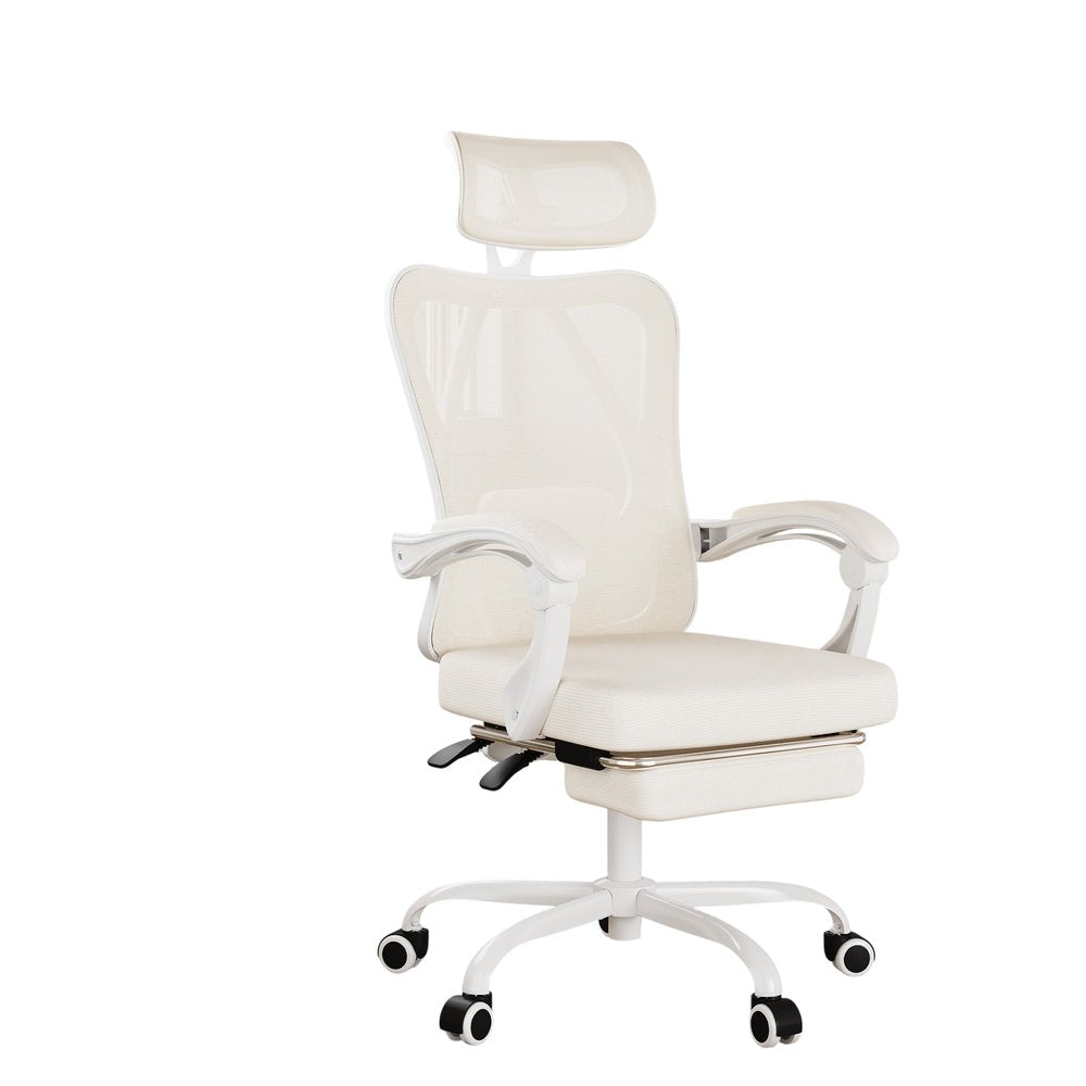 White and Black Adjustable Height Swivel Rolling Office Chair  Warm Home View