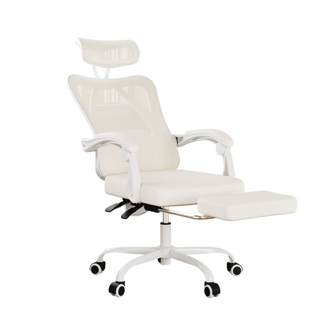 White and Black Adjustable Height Swivel Rolling Office Chair  Warm Home View