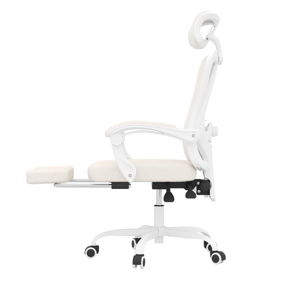 White and Black Adjustable Height Swivel Rolling Office Chair  Warm Home View