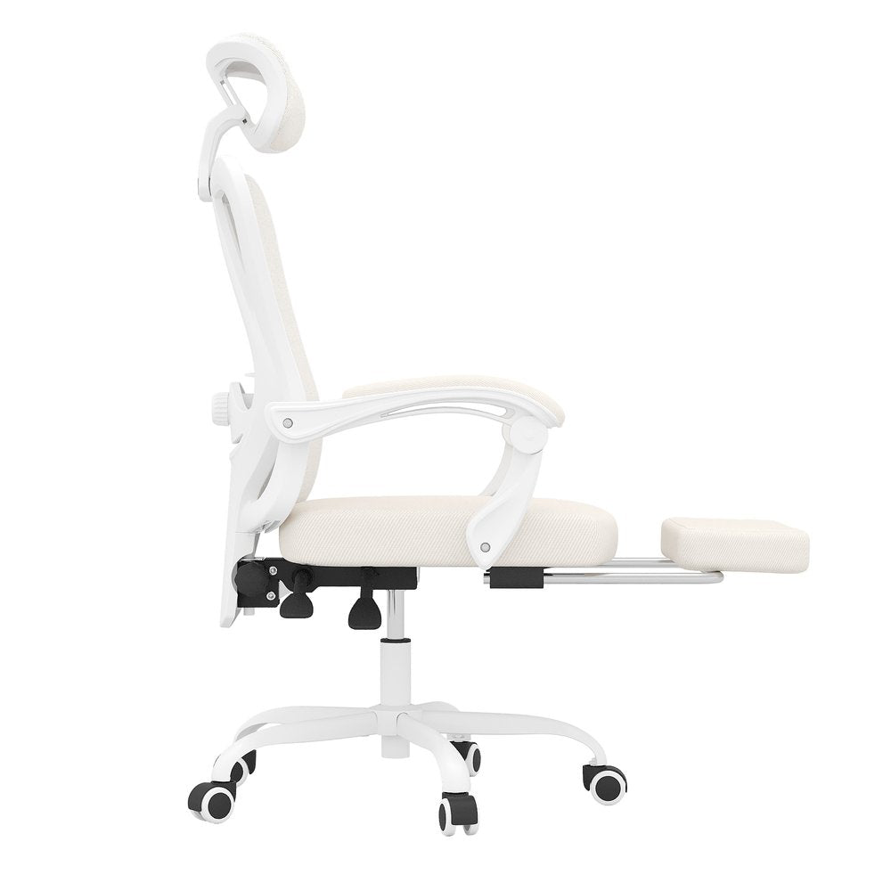 White and Black Adjustable Height Swivel Rolling Office Chair  Warm Home View