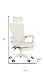 White and Black Adjustable Height Swivel Rolling Office Chair  Warm Home View