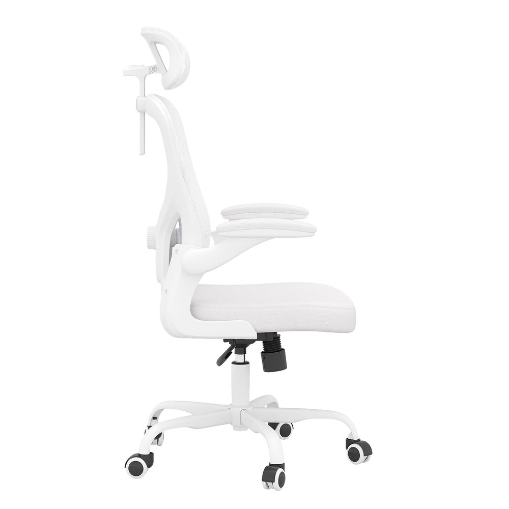 White and Black Adjustable Height Swivel Rolling Office Chair  Warm Home View