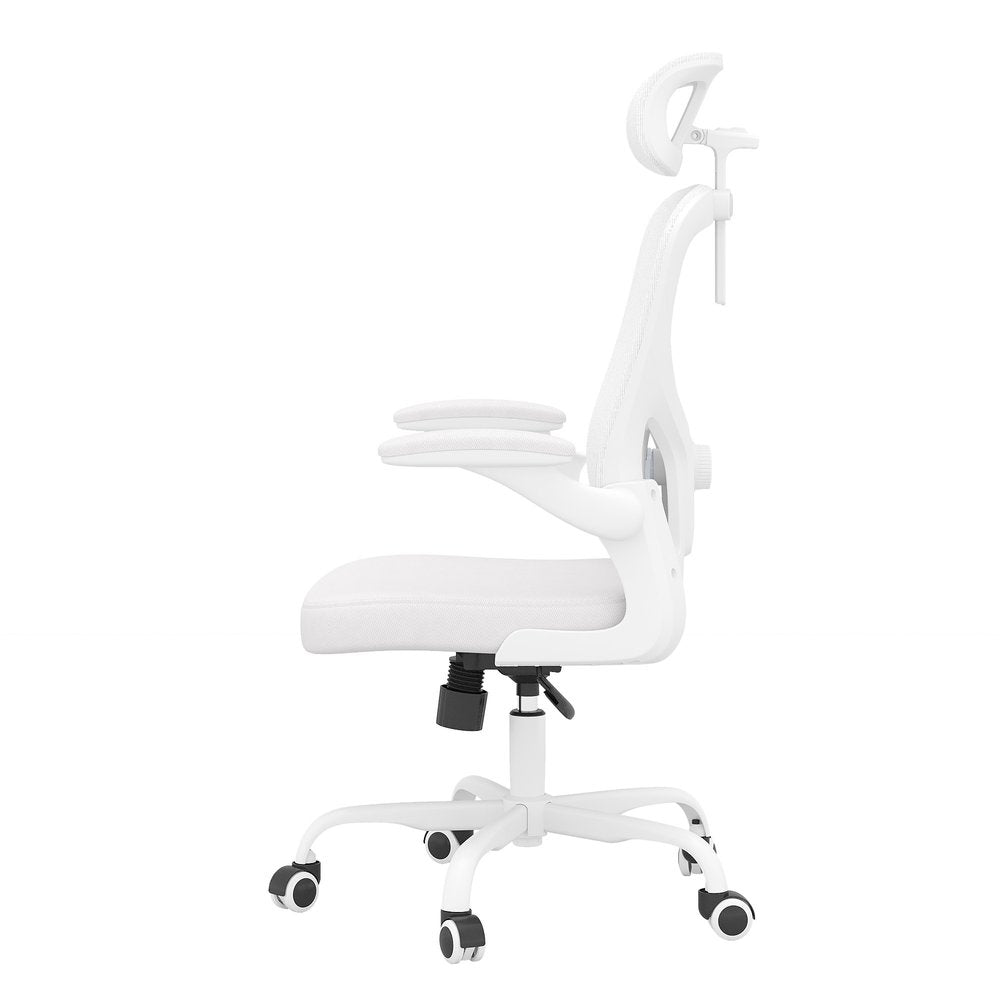 White and Black Adjustable Height Swivel Rolling Office Chair  Warm Home View