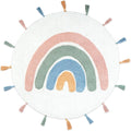 32" White Blue And Pink Cotton Rainbows Round Youthful Bath Rug  Warm Home View