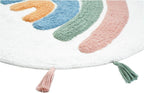 32" White Blue And Pink Cotton Rainbows Round Youthful Bath Rug  Warm Home View