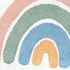 32" White Blue And Pink Cotton Rainbows Round Youthful Bath Rug  Warm Home View