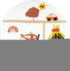 32" White Yellow And Red Cotton Cars Round Youthful Bath Rug  Warm Home View