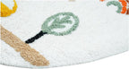 32" White Yellow And Red Cotton Cars Round Youthful Bath Rug  Warm Home View