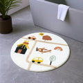 32" White Yellow And Red Cotton Cars Round Youthful Bath Rug  Warm Home View