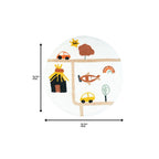 32" White Yellow And Red Cotton Cars Round Youthful Bath Rug  Warm Home View