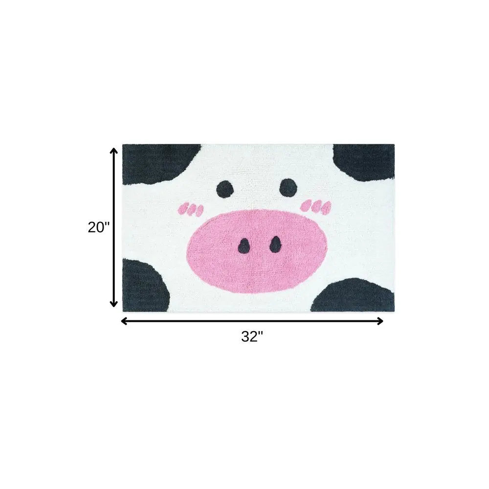32" White Black And Pink Cotton Cow Youthful Bath Rug  Warm Home View