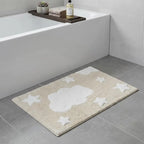 32" White And Beige Cotton Clouds and Stars Youthful Bath Rug  Warm Home View
