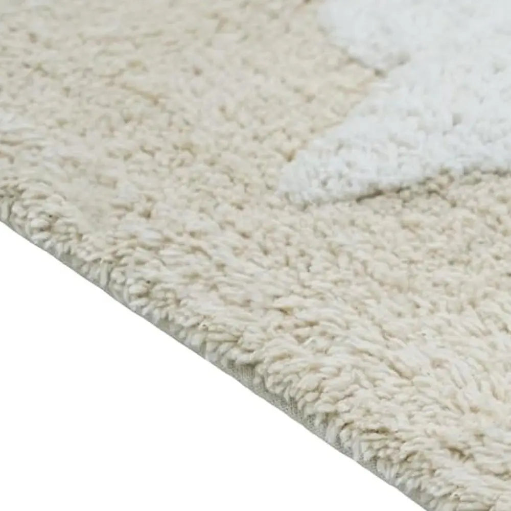 32" White And Beige Cotton Clouds and Stars Youthful Bath Rug  Warm Home View