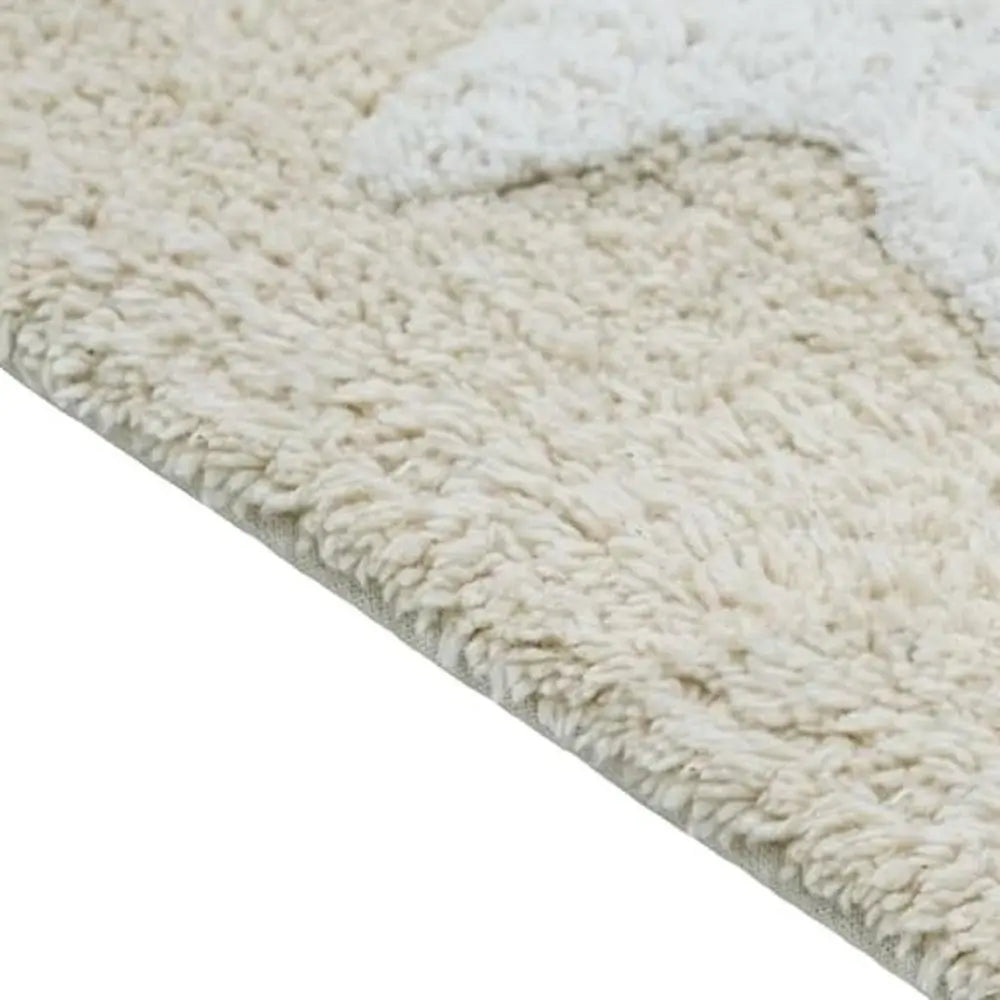 32" White And Beige Cotton Clouds and Stars Youthful Bath Rug  Warm Home View