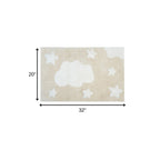 32" White And Beige Cotton Clouds and Stars Youthful Bath Rug  Warm Home View
