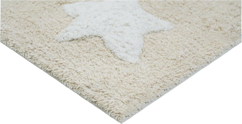 32" White And Beige Cotton Clouds and Stars Youthful Bath Rug  Warm Home View