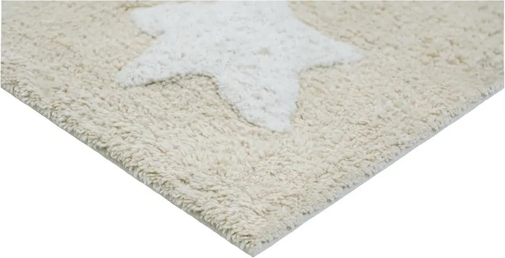 32" White And Beige Cotton Clouds and Stars Youthful Bath Rug  Warm Home View