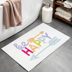 32" White Purple And Green Cotton Be Happy Youthful Bath Rug  Warm Home View