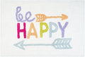 32" White Purple And Green Cotton Be Happy Youthful Bath Rug  Warm Home View