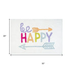 32" White Purple And Green Cotton Be Happy Youthful Bath Rug  Warm Home View
