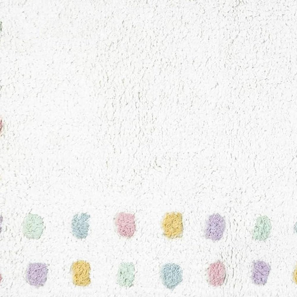 32" White Purple And Pink Cotton Polka Dots Bath Rug  Warm Home View