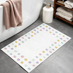 32" White Purple And Pink Cotton Polka Dots Bath Rug  Warm Home View