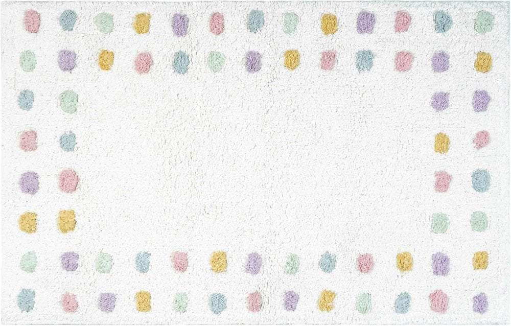 32" White Purple And Pink Cotton Polka Dots Bath Rug  Warm Home View