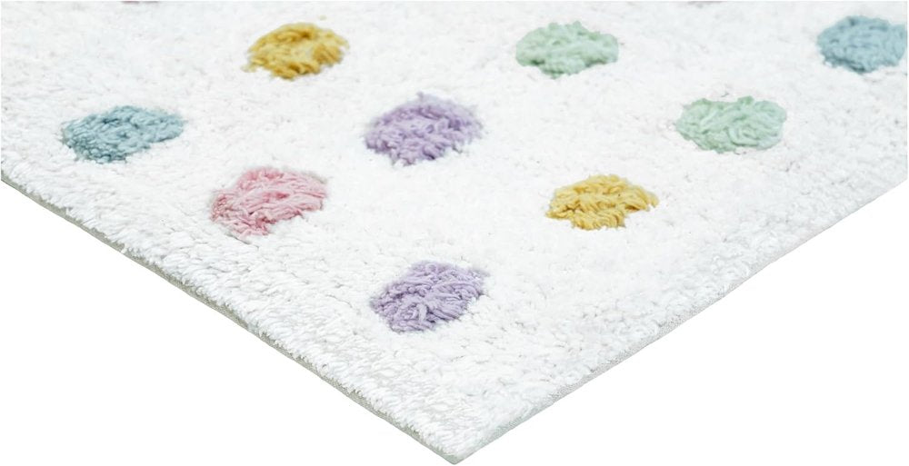 32" White Purple And Pink Cotton Polka Dots Bath Rug  Warm Home View