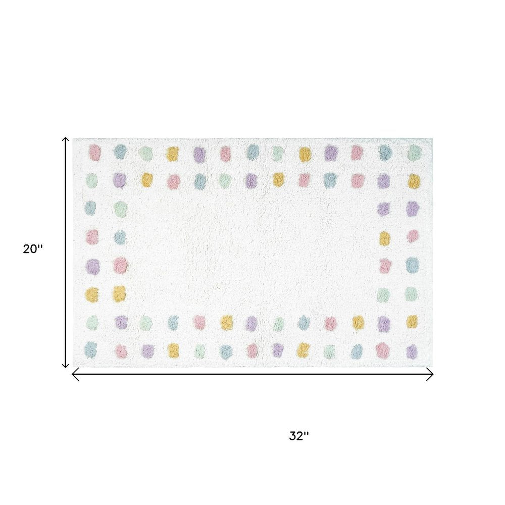 32" White Purple And Pink Cotton Polka Dots Bath Rug  Warm Home View