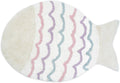 32" White Pink And Purple Cotton Fish Shaped Youthful Bath Rug  Warm Home View