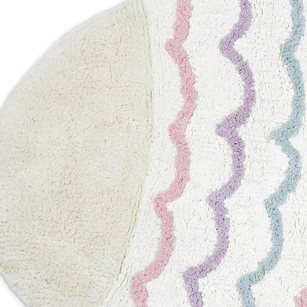 32" White Pink And Purple Cotton Fish Shaped Youthful Bath Rug  Warm Home View