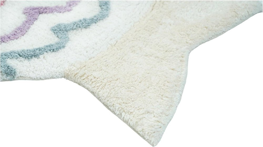 32" White Pink And Purple Cotton Fish Shaped Youthful Bath Rug  Warm Home View