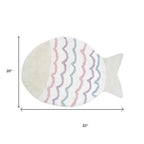 32" White Pink And Purple Cotton Fish Shaped Youthful Bath Rug  Warm Home View