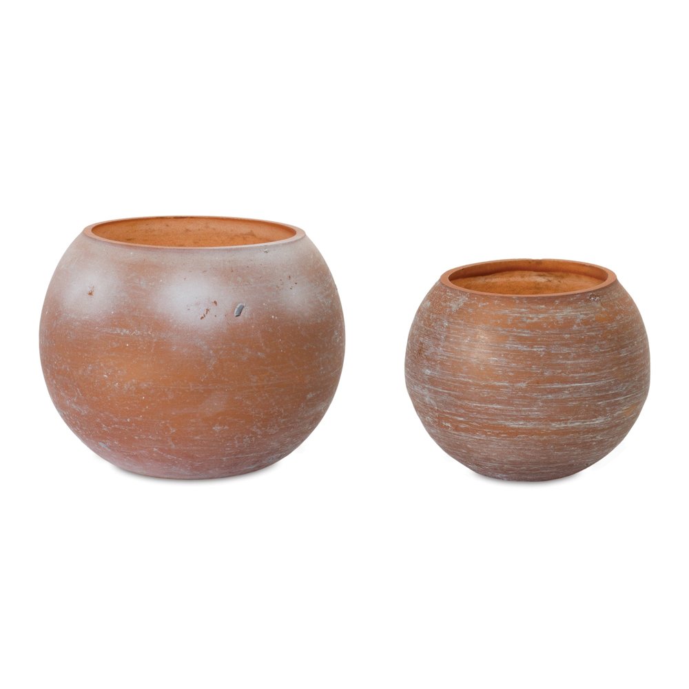 Set of Two Pink And Brown Distressed Abstract Glass Tabletop Votive Candle Holders  Warm Home View