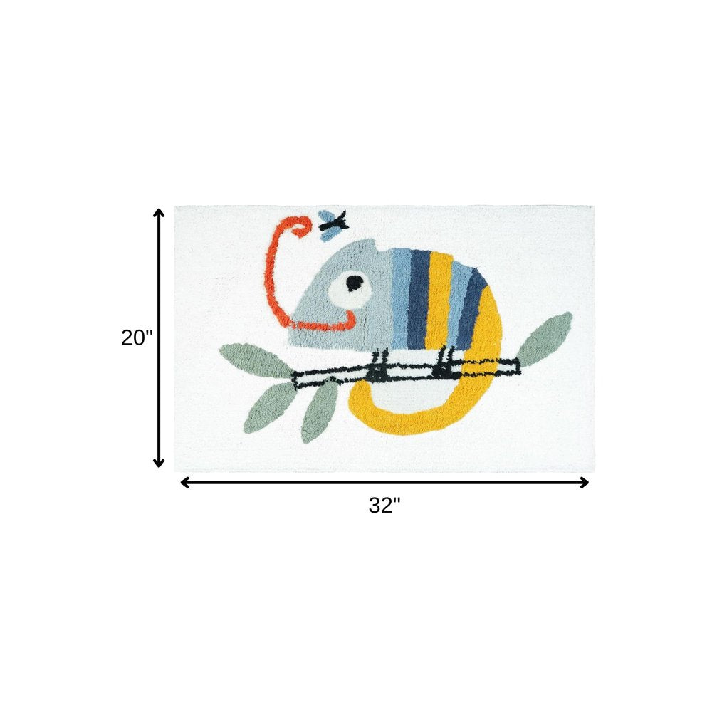 32" White And Yellow Cotton Chameleon Youthful Bath Rug  Warm Home View