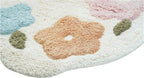 32" White Blue And Pink Cotton Hedgehog Floral Print Bath Rug  Warm Home View