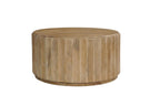 Two Piece Natural Solid Wood Round Drum Coffee And End Table Set  Warm Home View