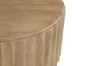 Two Piece Natural Solid Wood Round Drum Coffee And End Table Set  Warm Home View