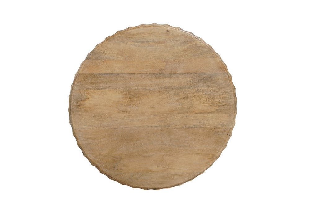 Two Piece Natural Solid Wood Round Drum Coffee And End Table Set  Warm Home View
