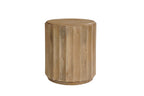 Two Piece Natural Solid Wood Round Drum Coffee And End Table Set  Warm Home View