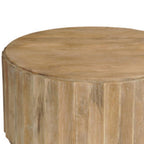 Two Piece Natural Solid Wood Round Drum Coffee And End Table Set  Warm Home View