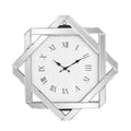 26" Silver Mirrored Glass Silent Analog Geometric Wall Clock  Warm Home View