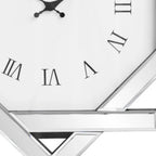 26" Silver Mirrored Glass Silent Analog Geometric Wall Clock  Warm Home View